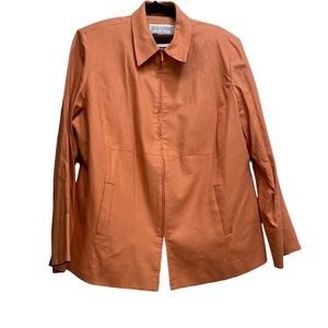 Jessica Howard Woman Orange Linen Blazer size 18